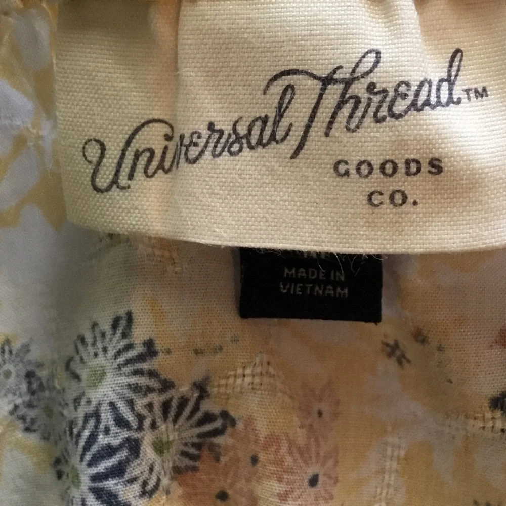Universal Thread Girls Floral Puff-Sleeve Dress - White with Blue, Green, Peach